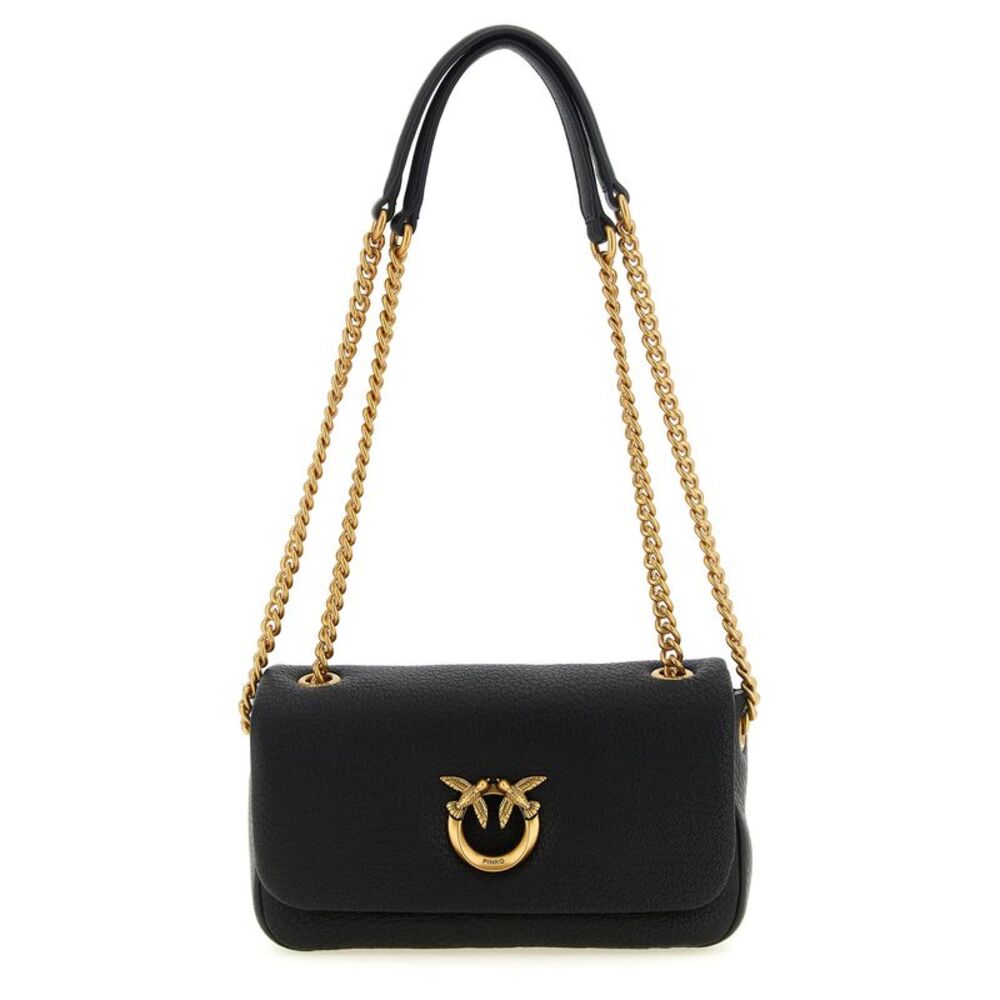 PINKO Black Lamb Leather Shoulder Women's Bag